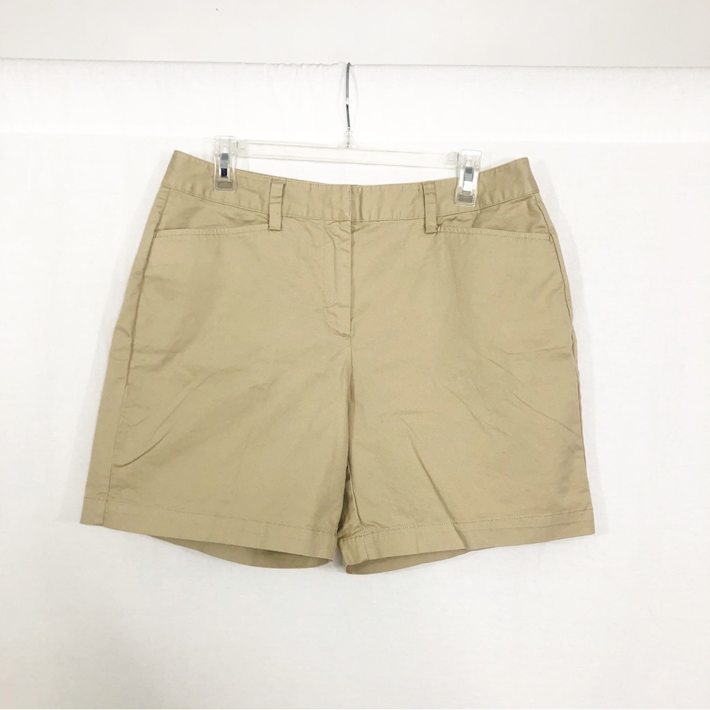 Lands End Khaki Chino Summer Midrise Shorts, Size 10, Beige